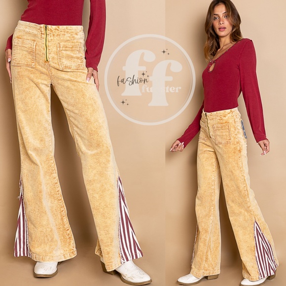 POL Vintage 1970s Style Americana Stars and Stripes Flared Corduroys Pants Cords - Picture 2 of 6